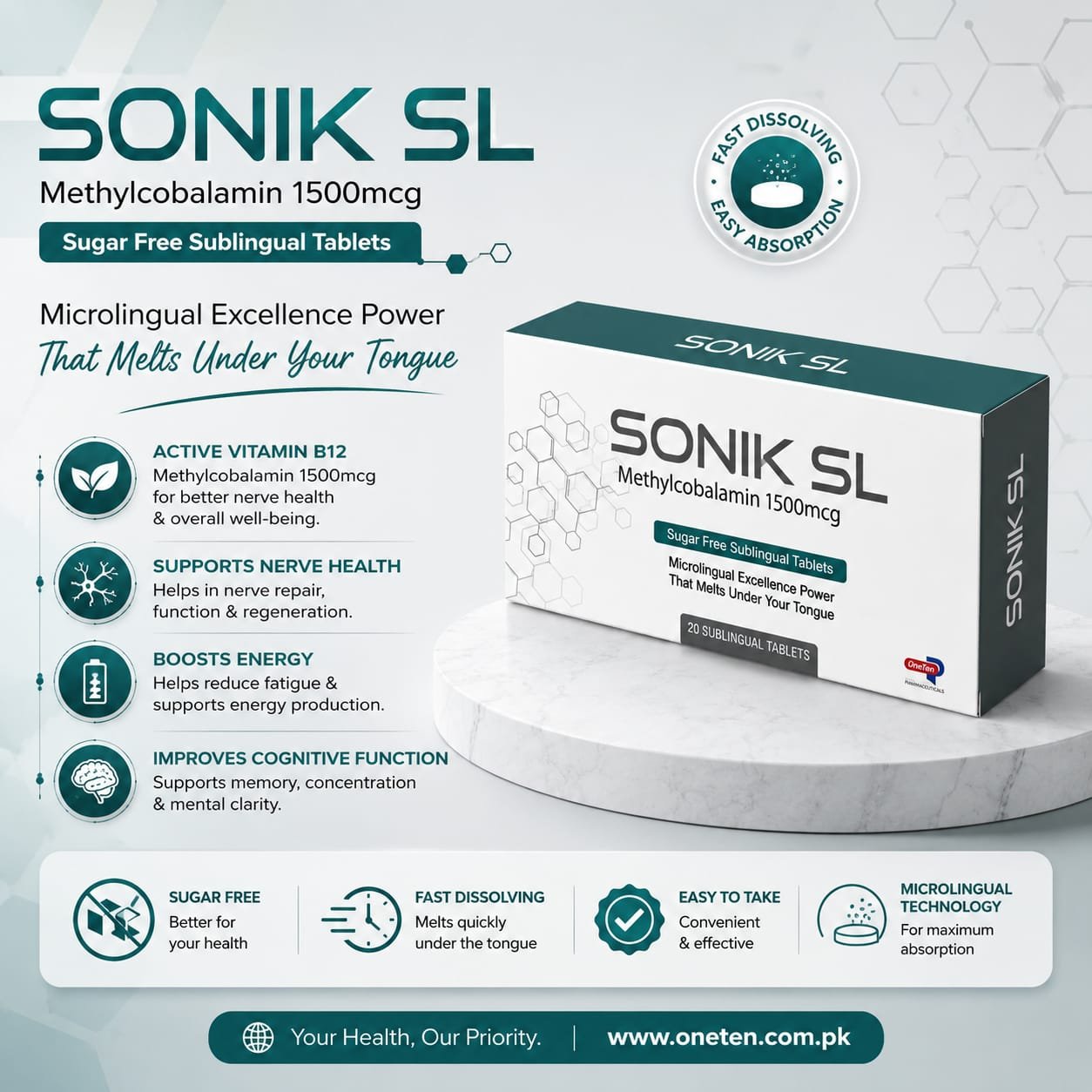 Sonik SL — Methylcobalamin 1500mcg Sublingual Tablets - Image 2